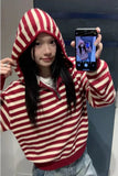 Vintage Striped Hooded Knitted Sweater
