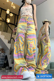 Loose Colorful Tie Dye Stars Denim Pants