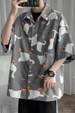 Short Sleeve Goose Cartoon Printed Blouse Shirts