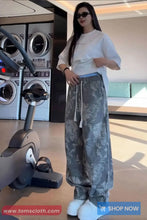 Casual Drawstring Flowers Pattern Long Pants