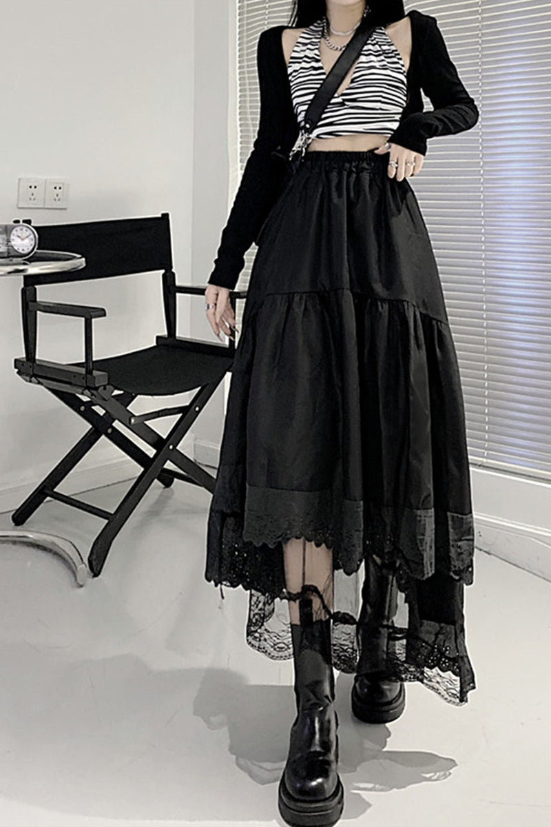 High Waist Lace Stitching Midi Skirts – Tomscloth