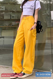 High Waist Retro Yellow Denim Long Pants