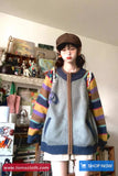 Long Sleeve Retro Striped Zipper Cardigan Sweater