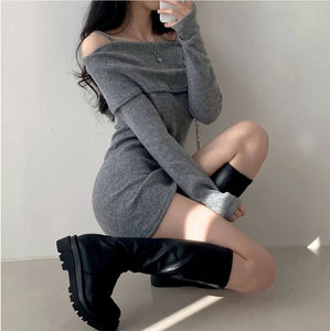 Sexy Slim Off Shoulder Knitted Dress