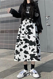 Loose Cow Pattern Mid Calf Skirts