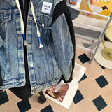 Two Style Hooded Knitted Denim Jacket