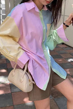 Long Sleeve Striped Pastel Colors Blouse Shirts