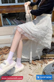 High Waist Sweet Lace Material Irregular Skirts