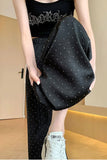 Loose Small Pearls Button Wide Leg Pants
