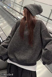 Loose Striped Style O-Neck Women Sweater