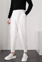 Elastic Waist Slim Pleated Long Men Pants