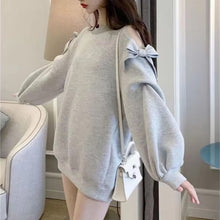 Long Sleeve Bow Sleeve Off Shoulder Sweatshirt