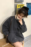 Loose Multi Pockets Stand Collar Zipper Retro Jackets