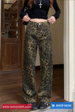 Long Retro Leopard Pattern Straight Pants
