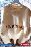 Cute Cartoon Sleeveless Vest Sweater