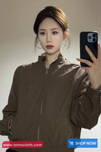 Long Sleeve Double Sided Floral Pattern Zipper Jacket