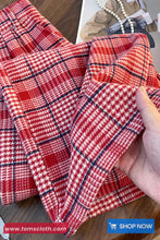 High Waist Retro Red Plaid Elegant Pants