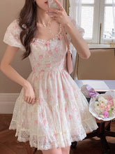 Elegant Floral Pattern Sweet Lace Mini Dress