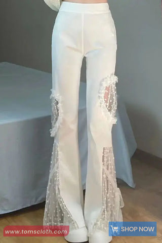 High Waist Lace Transparent Casual Long Pants
