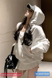 Loose V-Neck Casual Hooded Sweater