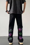 Graffiti Pattern Back Embroidered Men Jeans Pants