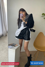 Long Sleeve Denim Patchwork Retro Knitted Cropped Sweater
