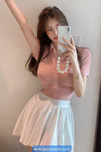 Sexy Turn Down Collar Cropped Slim Shirts