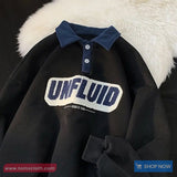 Vintage Turn Down Collar Unfluid Letter 90s Sweatshirt