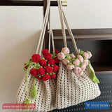 Roses Flower Crochet Hollow Out Tote Bag