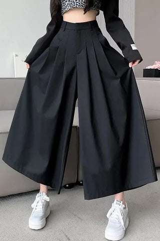 High Waist Loose Irregular Ankle Wide Leg Pants