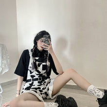 Loose Cow Pattern Short Jumpsuit