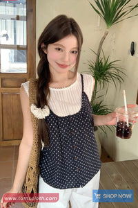 Two Piece Style Floral Pattern Sleeveless Blouse Shirt
