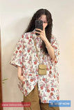 Short Sleeve Cute Floral Pattern Blouse Shirt