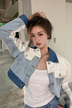 Long Sleeve Denim Patchwork Colors Jacket