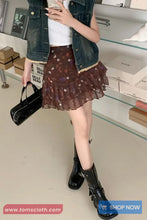 High Waist Floral Pattern Chiffon Mini Skirts