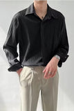 Long Sleeve Casual Pleated Men Shirt