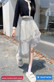 High Waist Sweet Lace Material Irregular Skirts
