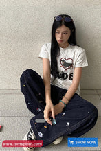 High Waist Cool Pattern Embroidered Jeans Pants