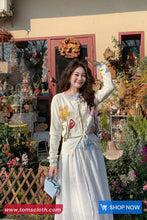 Long Sleeve Lace Tie Flowers Knitted Cardigan Sweater