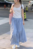 A-Line Blue Plaid Retro Long Skirts