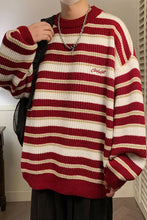 Long Sleeve Vintage Round Neck Striped Sweater