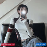 Long Sleeve Striped Patchwork Turtleneck Slim Sweater