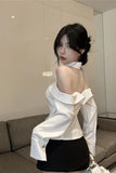 Long Sleeve Sexy Off Shoulder Backless Blouse Shirt