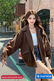 Long Sleeve Corduroy Turn Down Collar Zipper Jacket