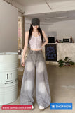 High Waist Vintage Washed Grey Jeans Pants