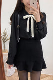 Long Sleeve Cute Bow Elegant Blouse Shirt