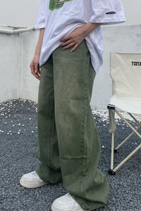 Loose Vintage Green Jeans Pants