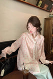 Long Sleeve Retro Lace Shawl Plaid Blouse Shirt