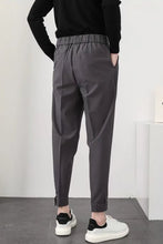 Elastic Waist Slim Pleated Long Men Pants