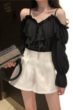 Flare Sleeve Sexy Off Shoulder Ruffles Blouse Shirt